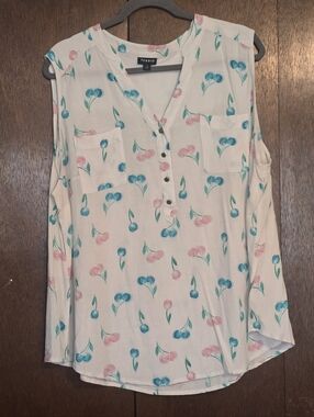 Torrid Harper Rayon Pullover Cherry Print Sleeveless  Top